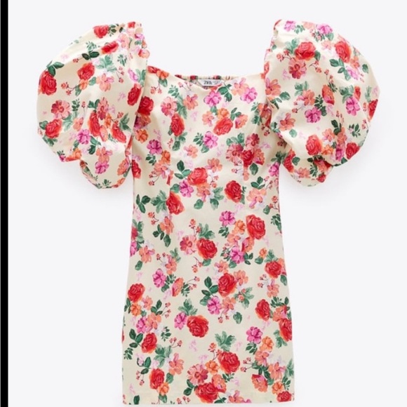 NWT Zara Caroline Floral Puff Sleeve mini dress - Picture 2 of 5